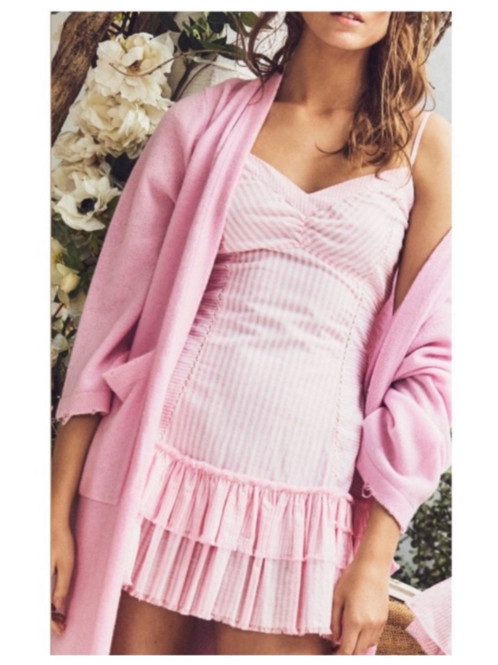 LoveShackFancy Arleigh Mini Dress in RARE Pink Papershell Stripe Size 12